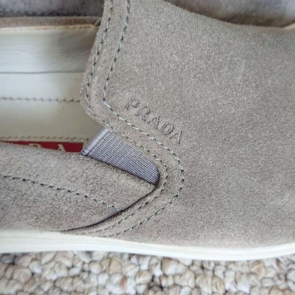 Prada light gray suede slip on sneakers size 36.5 - Picture 7 of 12